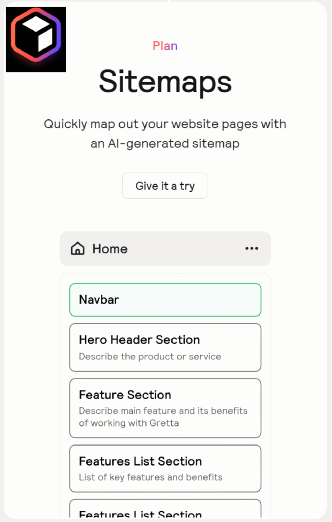 Sitemaps feature from Relume to help developers brainstorm the layout for their client's web pages