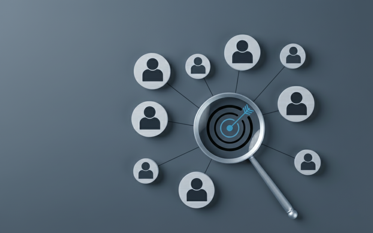 Targeted-marketing-campaign targeted marketing diagram showcasing the ability to hone in on specific groups to yield the best results for clients